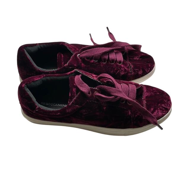 Rebecca Minkoff crushed Velvet Bleecker Too Sneakers Acai size 9.5 - Picture 1 of 7